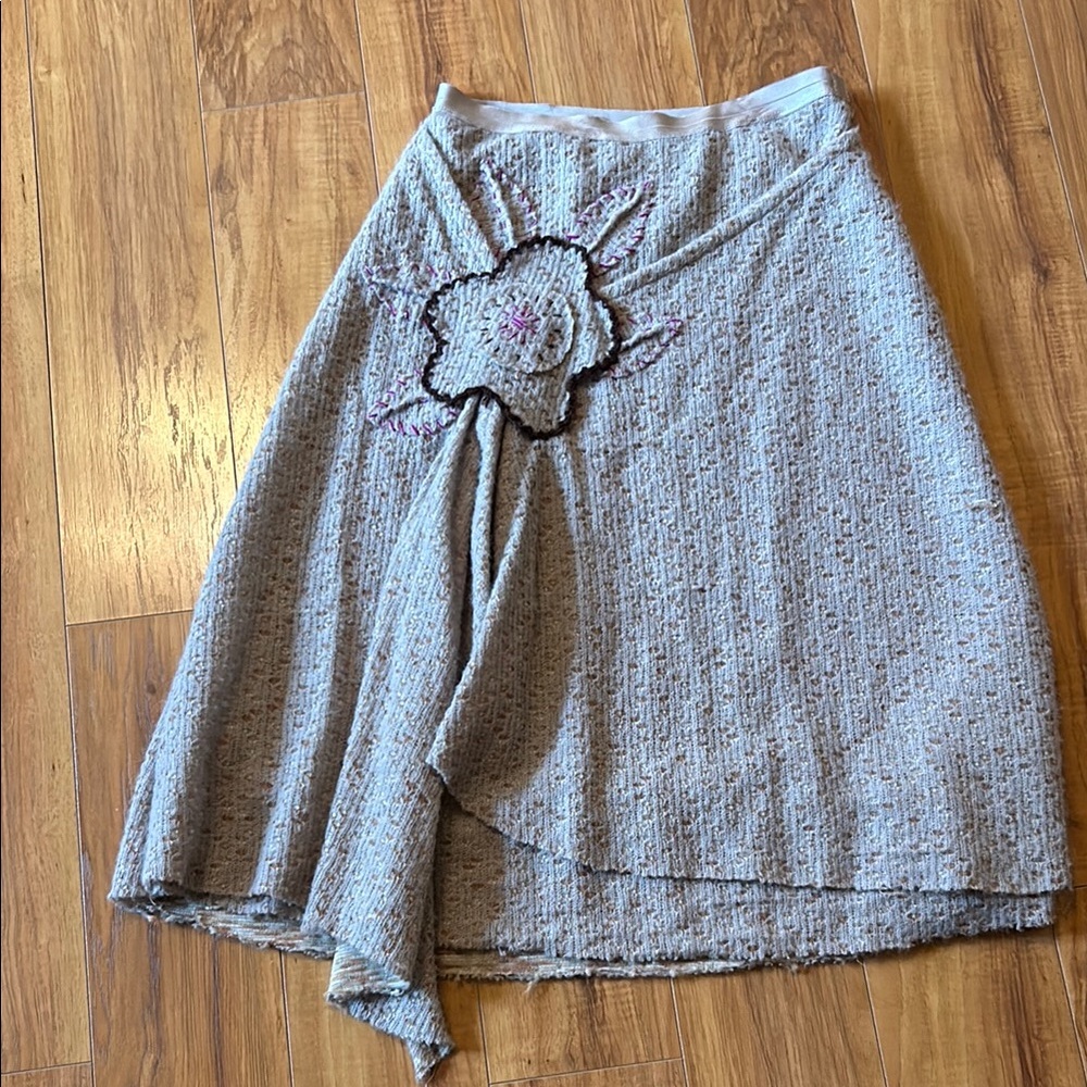 Free People Gray Wrap Midi Skirt Embellished